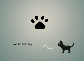 World cat day. International cat day. Cats in the post card. Animals day.