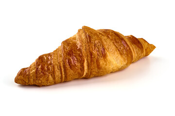Freshly baked croissant, isolated on white background.