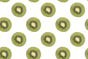 Creative seamless pattern made of kiwi, flat lay. Food concept