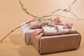 Korean traditional wrapping gift box. Korean traditional gift packaging cloth made of silk.