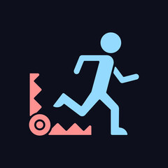 Fear based motivation RGB color icon for dark theme. Fear of pain. Avoid awkward situations. Negative impact. Isolated vector illustration on night mode background. Simple filled line drawing on black