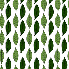 Seamless pattern with leaves. Natural pattern in the style of doodles. A vector image.