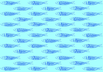 Fish Background Pattern - Wallpaper in Blue Colors