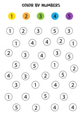 Color numbers according the example. Math game for children.