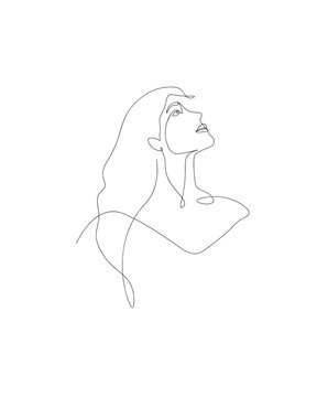 recommend clip art:  One line illustration of a girl looking up. One line art of a woman 