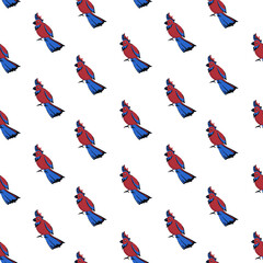 Fototapeta na wymiar seamless pattern with birds. Cute cartoon parrots. Nature vector background