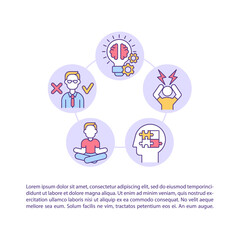 Intrapersonal conflict concept line icons with text. PPT page vector template with copy space. Brochure, magazine, newsletter design element. Resolving personal issue linear illustrations on white