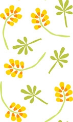 Seamless pattern - leaves and flowers. Children's illustration.