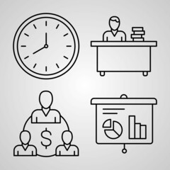 Set of Vector Line Icons of Office