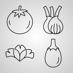 Vegetable Symbol Collection On White background Vegetable Outline Icons