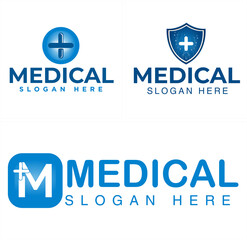 Medical healthcare shield icon logo design