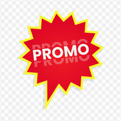Promo banner design, red and yellow color, Vector Illustration with transparent background.