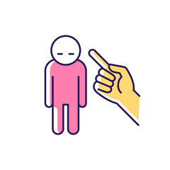 Punishment gesture RGB color icon. Respond to child bad behavior. Discipline strategy. Authoritarian parent. Kid misbehavior. Yelling at baby. Isolated vector illustration. Simple filled line drawing
