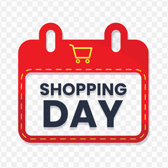 Shopping Day banner design, red,navy and yellow color, Vector Illustration with transparent background.