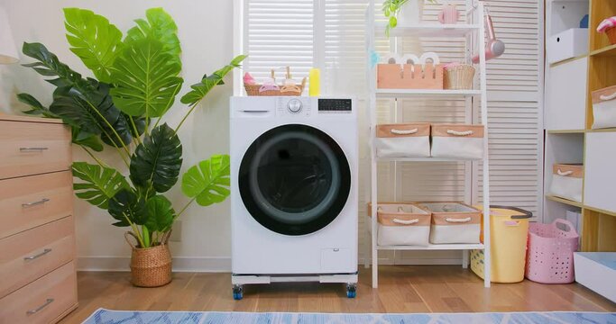 washing machine in laundry room