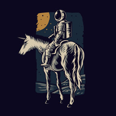 astronaut riding horse vector illustration design
