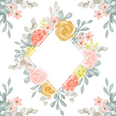 floral frame background with white space