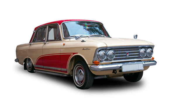 Moskvich 408 - retro car from the USSR. White background.