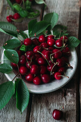 Ripe red cherry close up