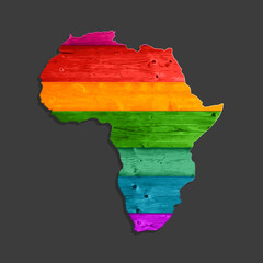 Sketch wooden african continent map banner. Wood africa style poster. Flat wooden africa image. Dark Continent ligneous abstract. Africa wood map background. African continent timbered silhouette