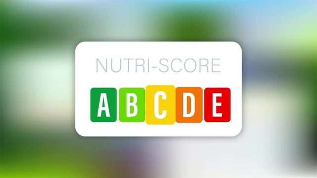Nutri score for packaging design. Logo, icon, label. Motion graphics