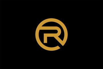Letter R logo design. Monogram R type abstract symbol. Initial R in circle vector icon.
