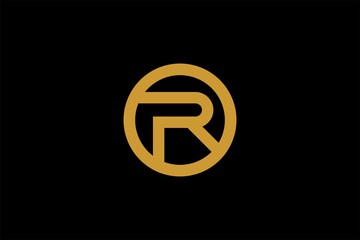 Letter R logo design. Monogram R type abstract symbol. Initial R in circle vector icon.