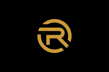 Letter R logo design. Monogram R type abstract symbol. Initial R in circle vector icon.