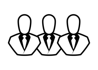 People line icon. Outline persons solid, group linear black pictogram. Simple image business collective people. Labor men collective silhouette. Office staff icon, bodyguards. Employees of bank