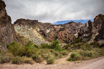 Incredible mountain landscape in the Andes mountain range. Rocks of the foothills.