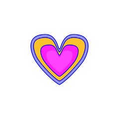 Vector heart clip art with striped stroke in pink and yellow color