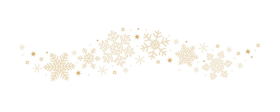 snowflakes and stars border isolated on white background
