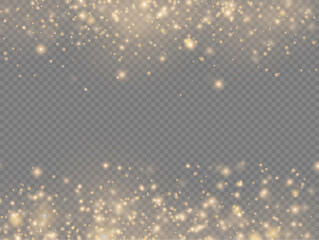Sparkling golden magic yellow dust particles light