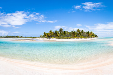 Blue lagoon on a small tropical island in the South Seas