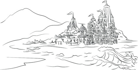 illustration of Jagannath temple of Puri in vector art