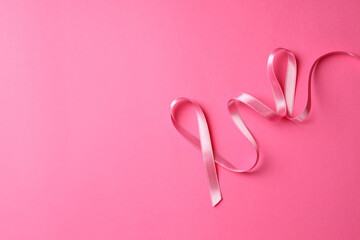 Breast cancer awareness ribbon on pink background