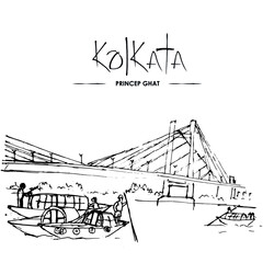 travel and landmarks of city of joy in line art | Kolkata in black line art