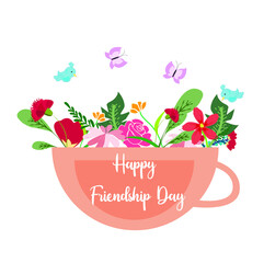 Friendship day as flowers in a pot concept in vector