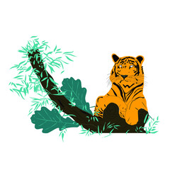 tiger on a branch in vector art