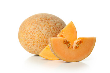 Fresh ripe melon isolated on white background