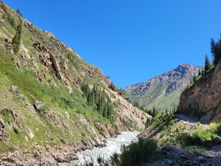 A river among steep mountains