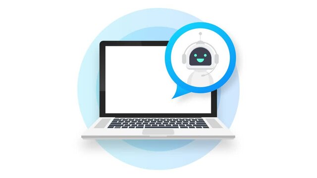 Robot icon. Bot sign design. Chatbot symbol concept. Voice support service bot. Online support bot. Motion graphics