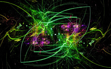 digital illustration abstract image generated fractal background image wallpaper pattern of various geometric shapes and lines of various colors for computer graphics or web design