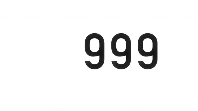 Exponential growth concept. Sliding digits of number growing faster and faster according to exponential law. Black digits on white background.