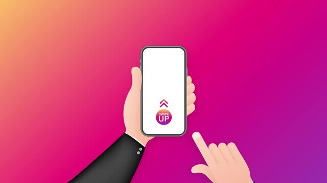 Swipe up icon set isolated on background for stories design. Motion graphics