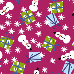 ギフトボックスのシームレスなパターン。クリスマス。テキスタイル、壁紙、包装紙のデザイン。