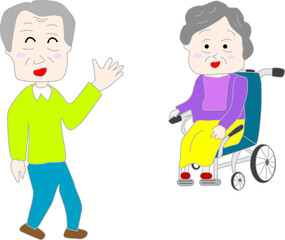 楽しく会話をする高齢者のイラスト素材
