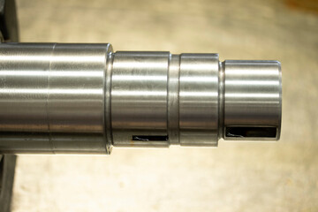 Newly fabricated steel crankshaft. The main part of internal combustion engines.
