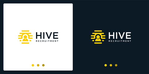 hive logo inspiration and people logo. premium vector.