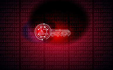 computer screen with binary code and a digital key